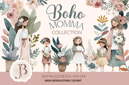 Boho Momma Clipart Collection, a Graphic by JBArt Clipart
