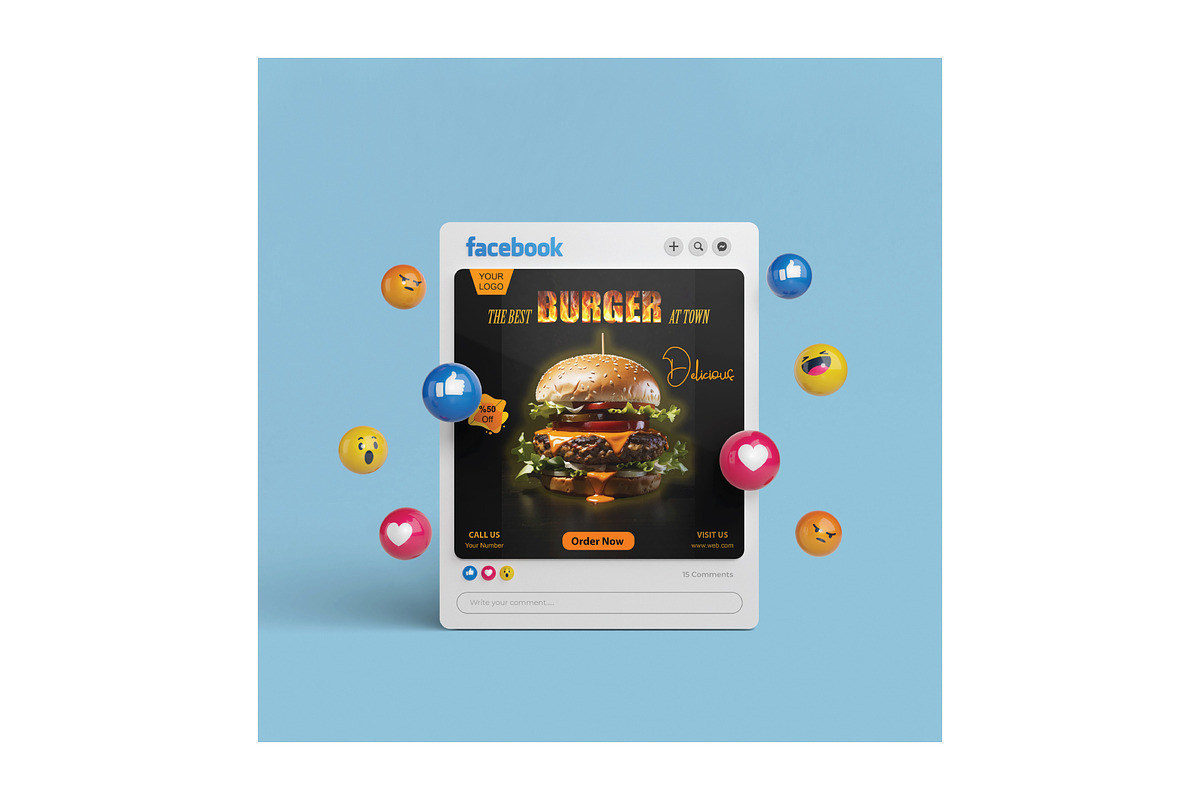 Burger Flyer Design Template, a Flyer Template by YUDesignStore (Photo 6 of 6)