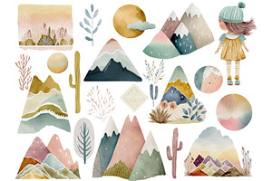 Boho Twilight Mountains Clipart