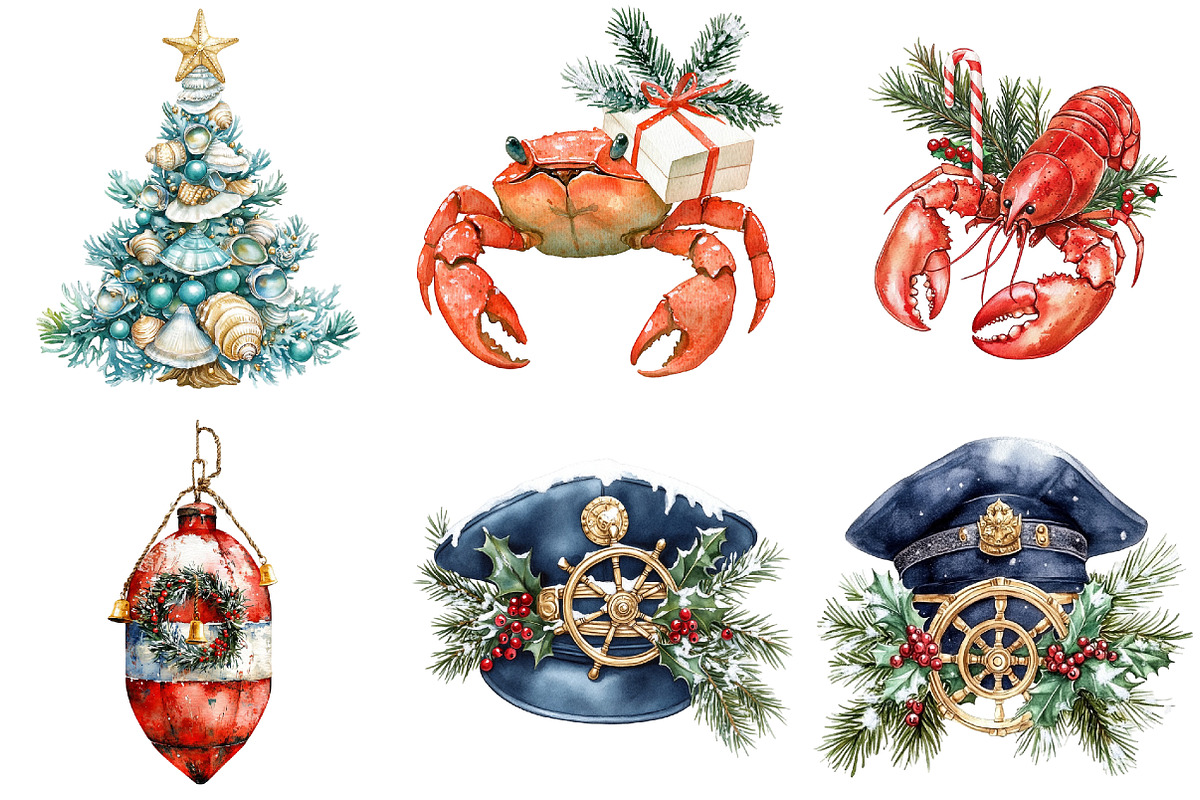 Merry Maritime Christmas Clipart, a Seasonal Illustration by CitraGraphics (Photo 7 of 9)