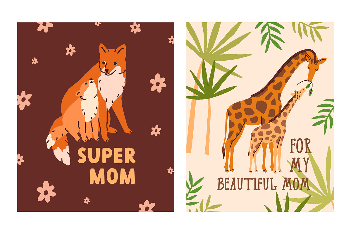 Happy Mothers day cards with animals, a Background Graphic by Good Studio (Photo 2 of 10)