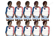 4th of July Dark Girls Clipart, a Decorative Illustration by GlamArtZhanna (Thumbnail 3 of 5)