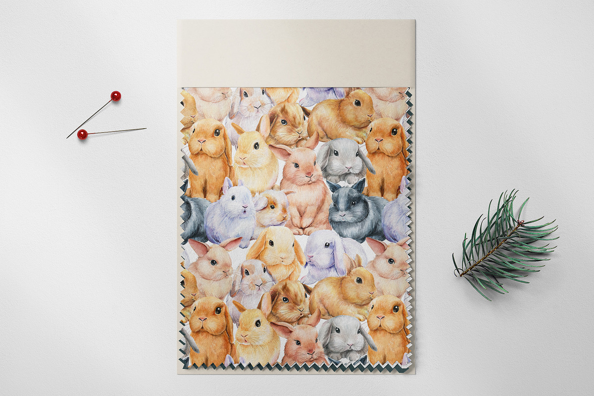 Fluffy bunnies. Watercolor painting, an Animal Illustration by Hanna Hryharenka (Photo 17 of 17)