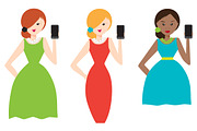 Social Girls on Phone, an Illustration by eightcrazy (Thumbnail 1 of 3)