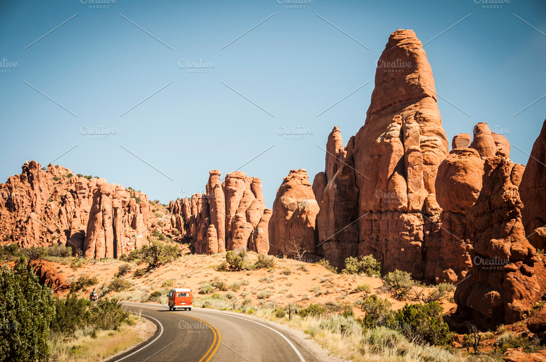 Orange Vw Bus Arches National Park