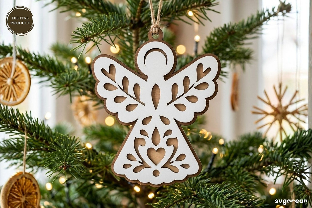Nativity Angel Ornament SVG Bundle, a Decorative Illustration by svgocean (Photo 6 of 7)