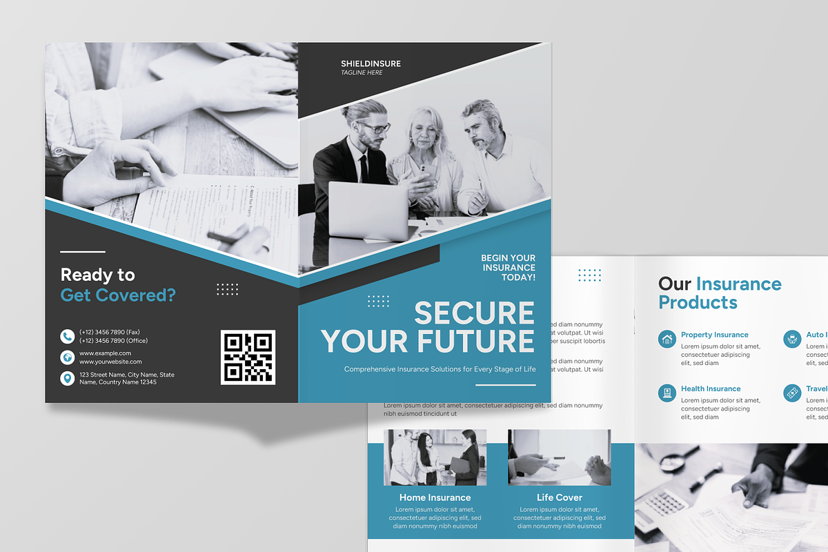 Insurance Agency Brochure Bifold, a Brochure Template by Annora Studio (Photo 4 of 6)