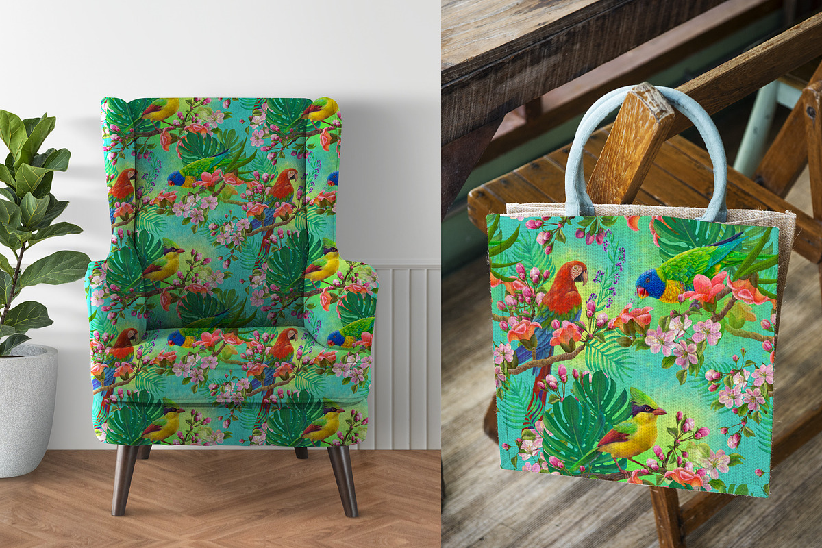Exotic birds seamless pattern, a Pattern Graphic by Alena Lazareva (Photo 2 of 9)
