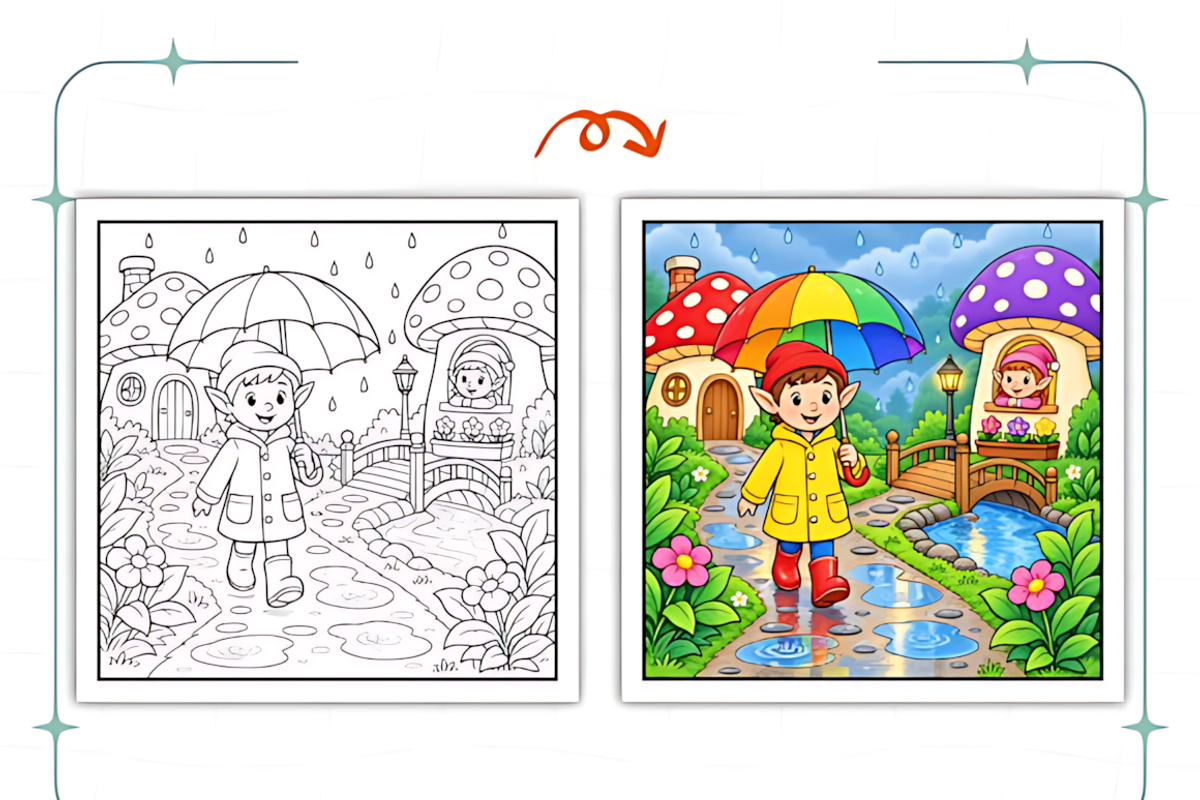 Mushroom Village Coloring Book, a Decorative Illustration by Coco Bloom (Photo 5 of 8)