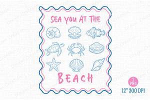 Summer Coastal PNG Hand Drawn Line A, an Illustration by Dream Creation