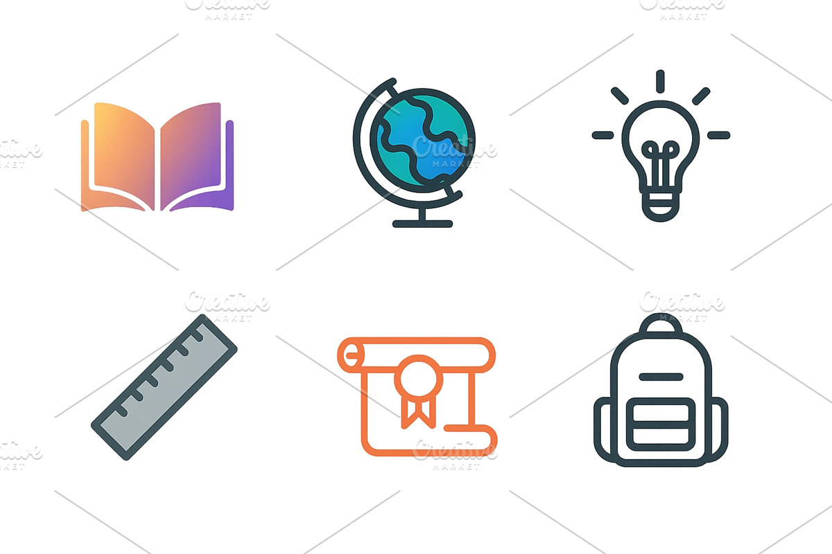 Educational icons representing study, an Object Illustration by ZinetroN