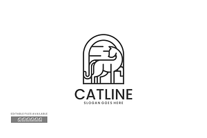 Cat Line Art Logo, a Branding & Logo Template by ivan_artnivora