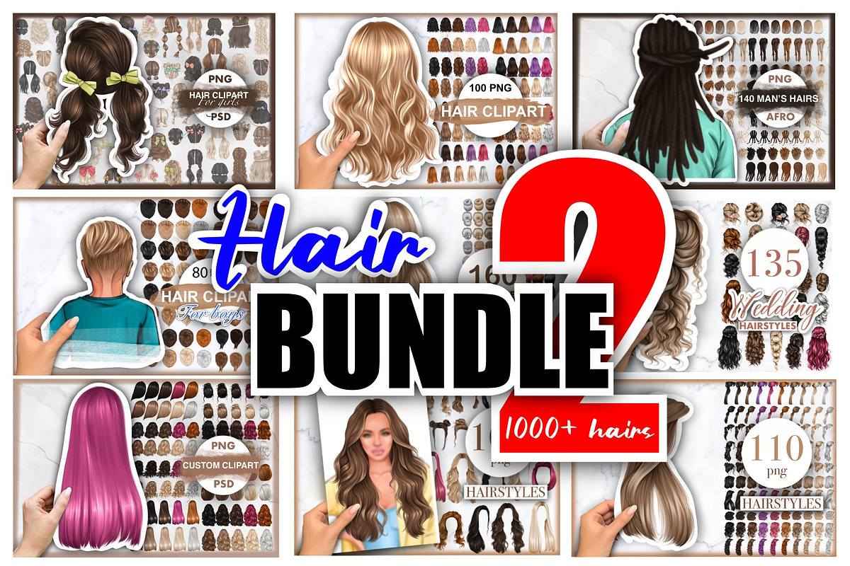 Large bundle with hair 1000+, a Person Illustration by Elenbushe (Photo 1 of 14)