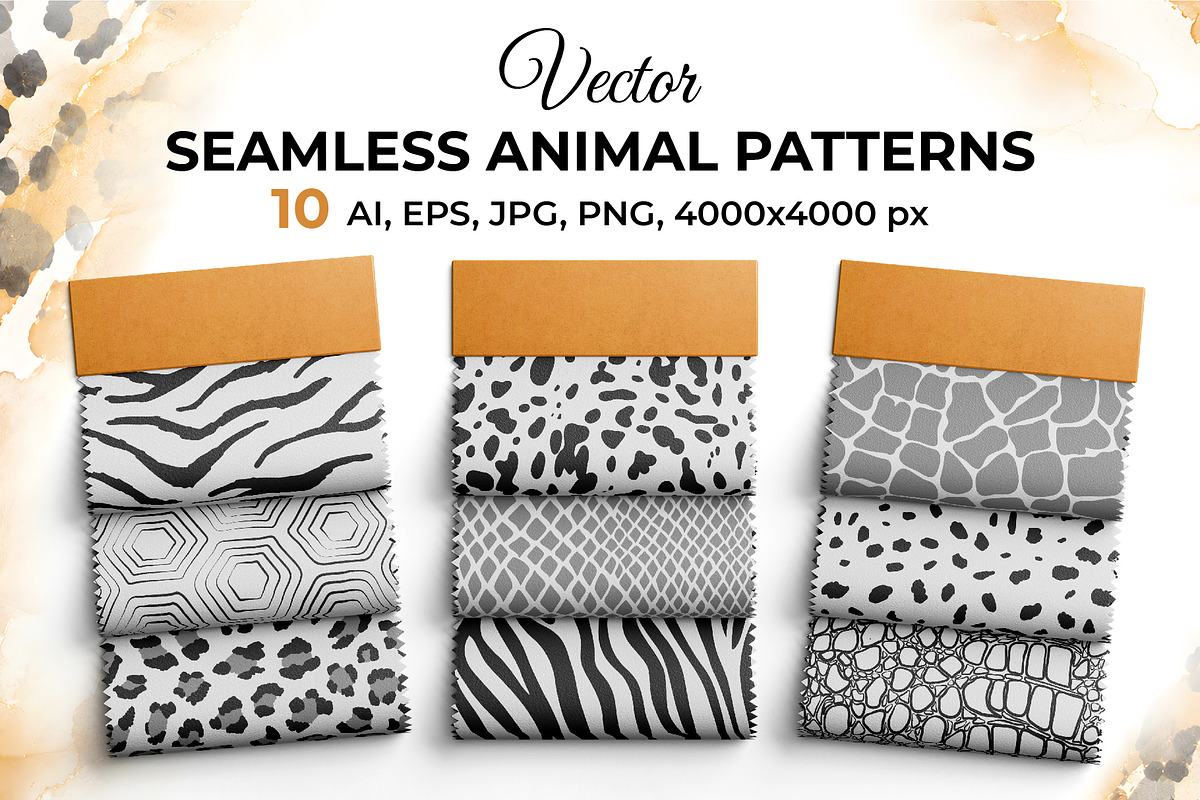 Vector seamless animal patterns, a Pattern Graphic by Iryna Denysova (Photo 1 of 9)