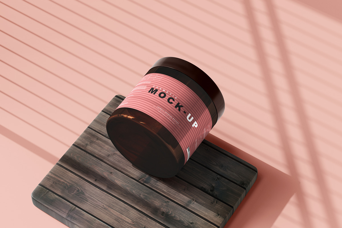 Amber Glass Cosmetic Jar Mockups, a Cups & Container Mockup by pmvch (Photo 20 of 26)