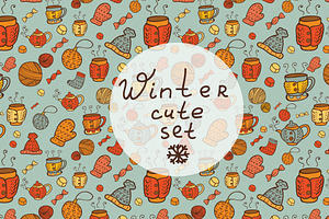 Winter cute patterns + elements.