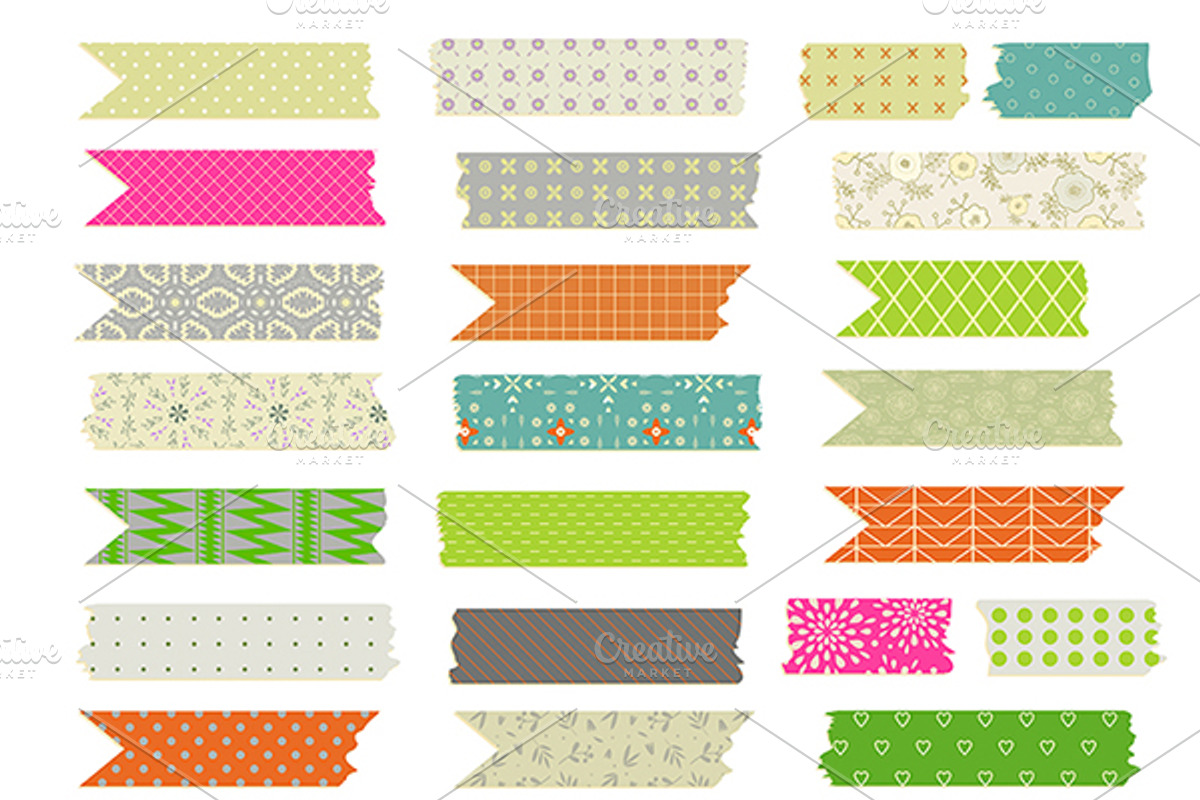 Washi Tape Clipart & Vectors Set, an Illustration by Lera Efremova (Photo 3 of 3)