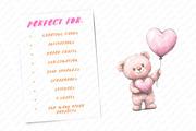 Pink Cute Blush Teddy Bear png, an Illustration by Watercolor design (Thumbnail 7 of 11)