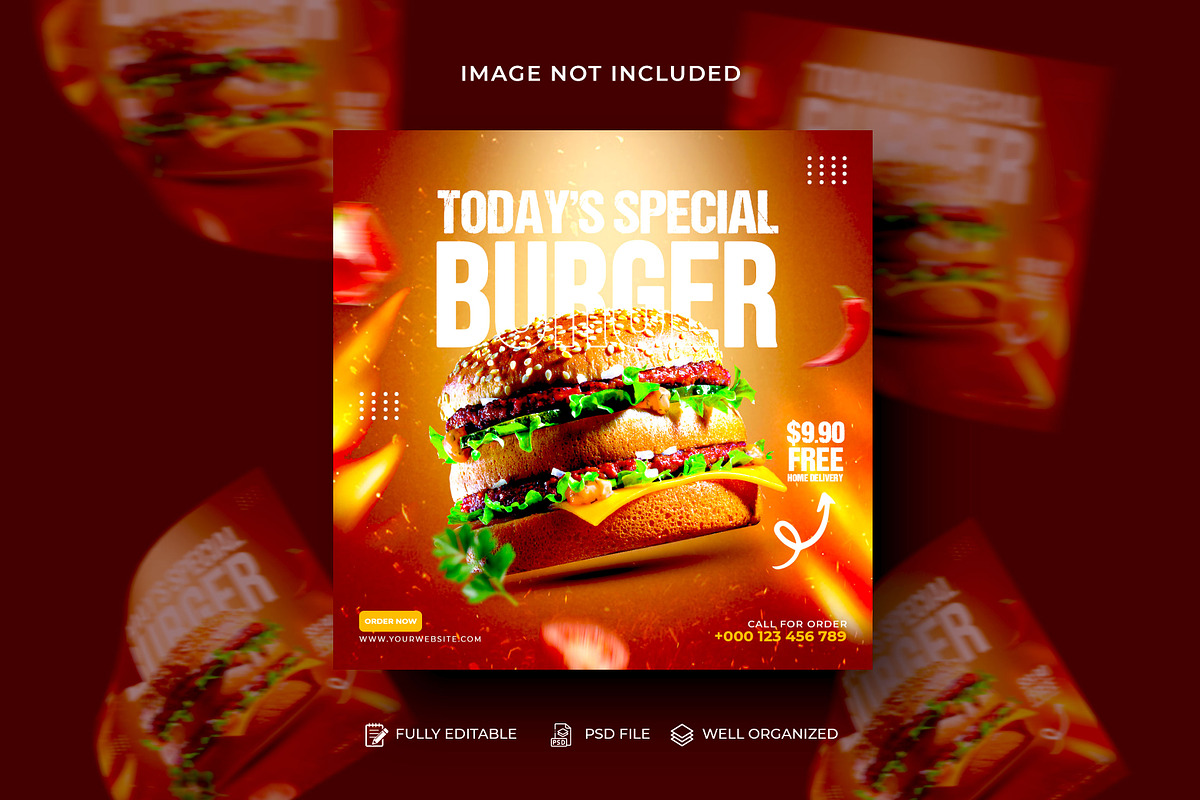 Food Social Media Post Design Bundle, a Social Media Template by Design Fly (Photo 14 of 16)