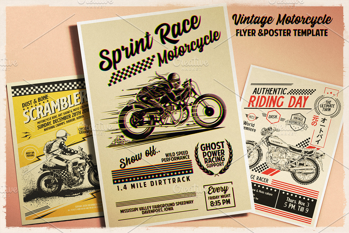 Vintage Motorcycle Flyer & Poster, a Flyer Template by The Design For Co. (Photo 3 of 4)