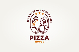 the chef is making pizza icon logo, a Branding & Logo Template by Blazybone