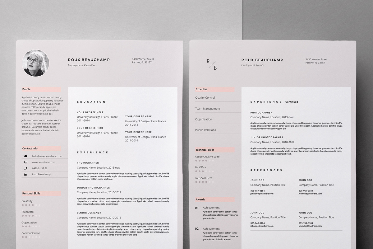 Resume Template 3-Page / Roux, a Resume Template by This Paper Fox (Photo 2 of 4)