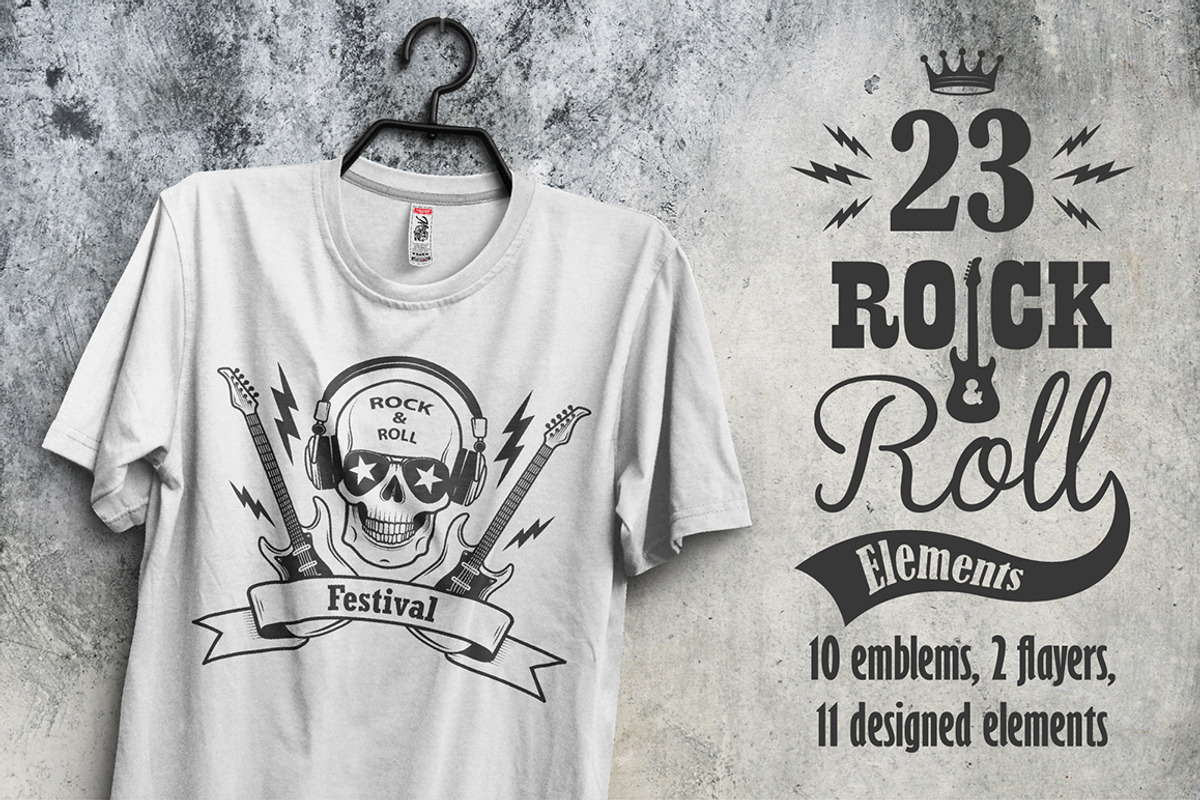 Set of 23 rock and roll elements, a Branding & Logo Template by Alexander Belenkiy (Photo 1 of 5)