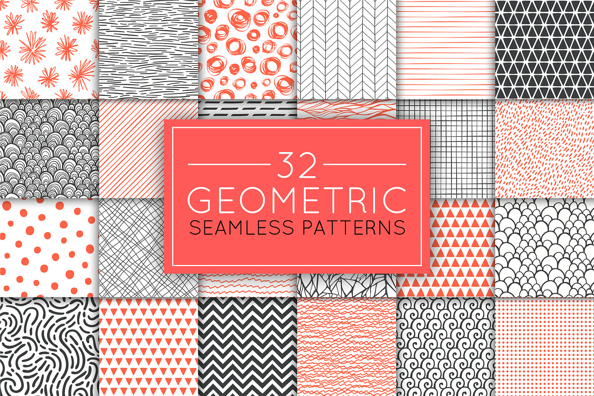 32 geometric seamless patterns set, a Pattern Graphic by IreneArt illustrations (Photo 1 of 2)