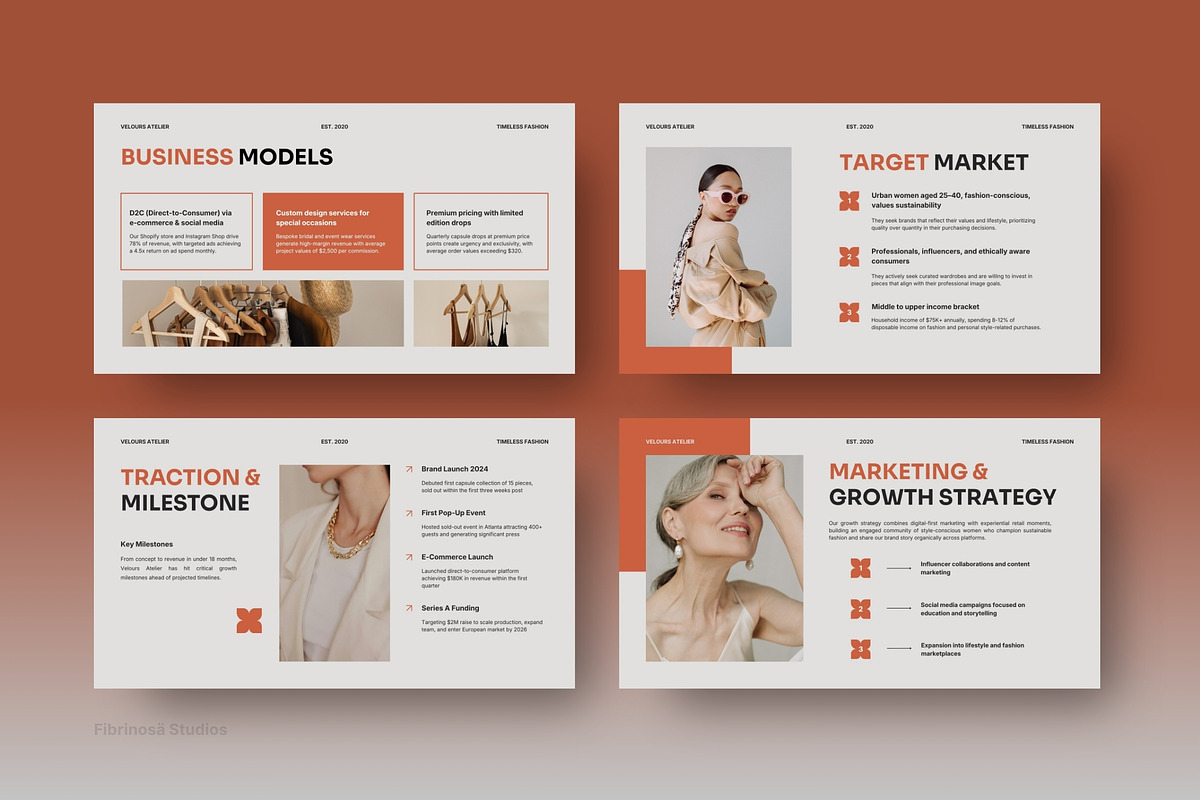 Fashion Brand Atelier Pitch Deck, a Presentation Template by FIBRINOSÄ (Photo 4 of 6)