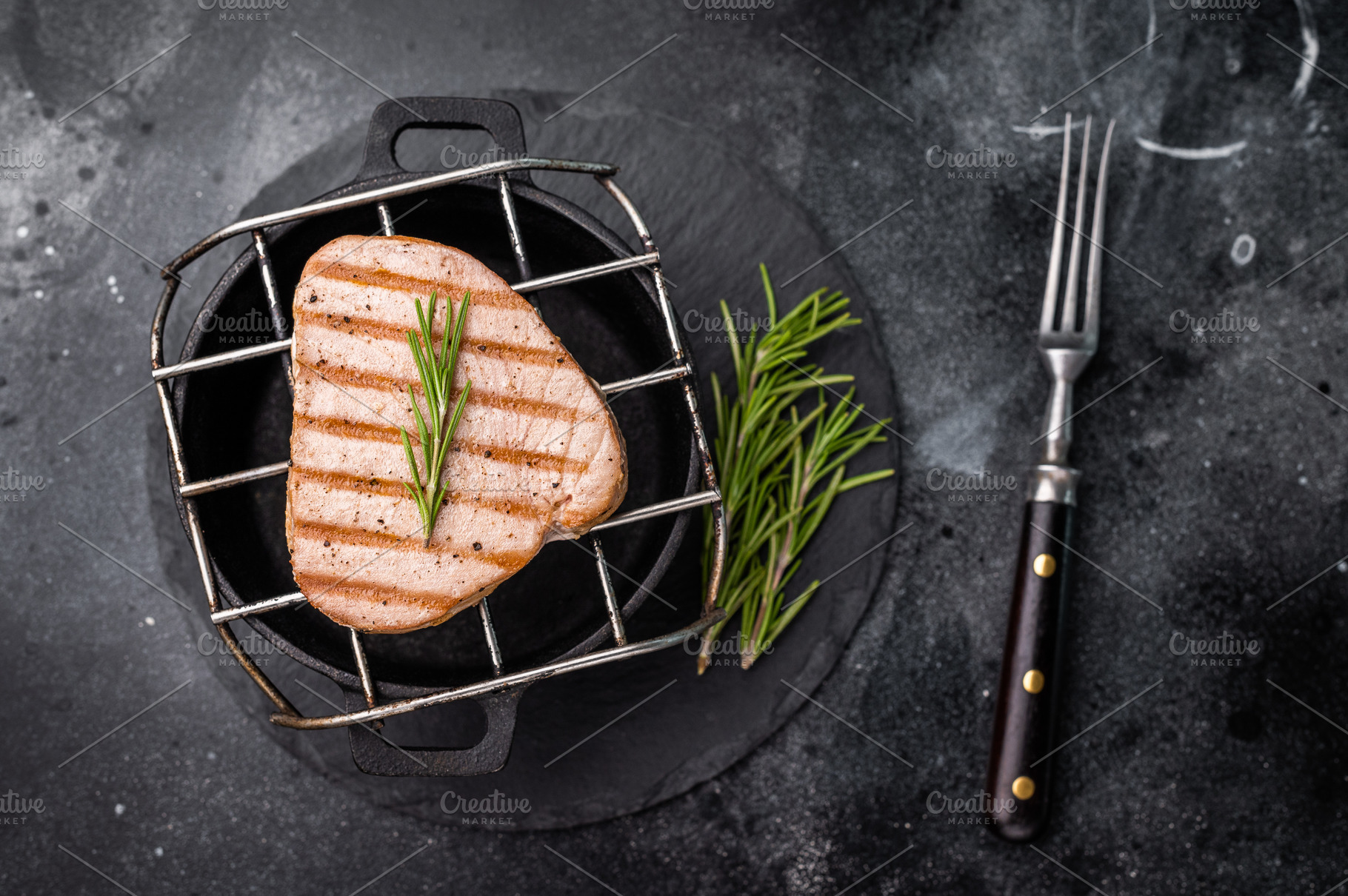 Juicy grilled tuna steak, perfectly seared with a smoky flavor,, a Food & Drink Photo by composter-box@mail.ru