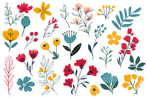 Summer Flower Set, an Object Illustration by alexdndz