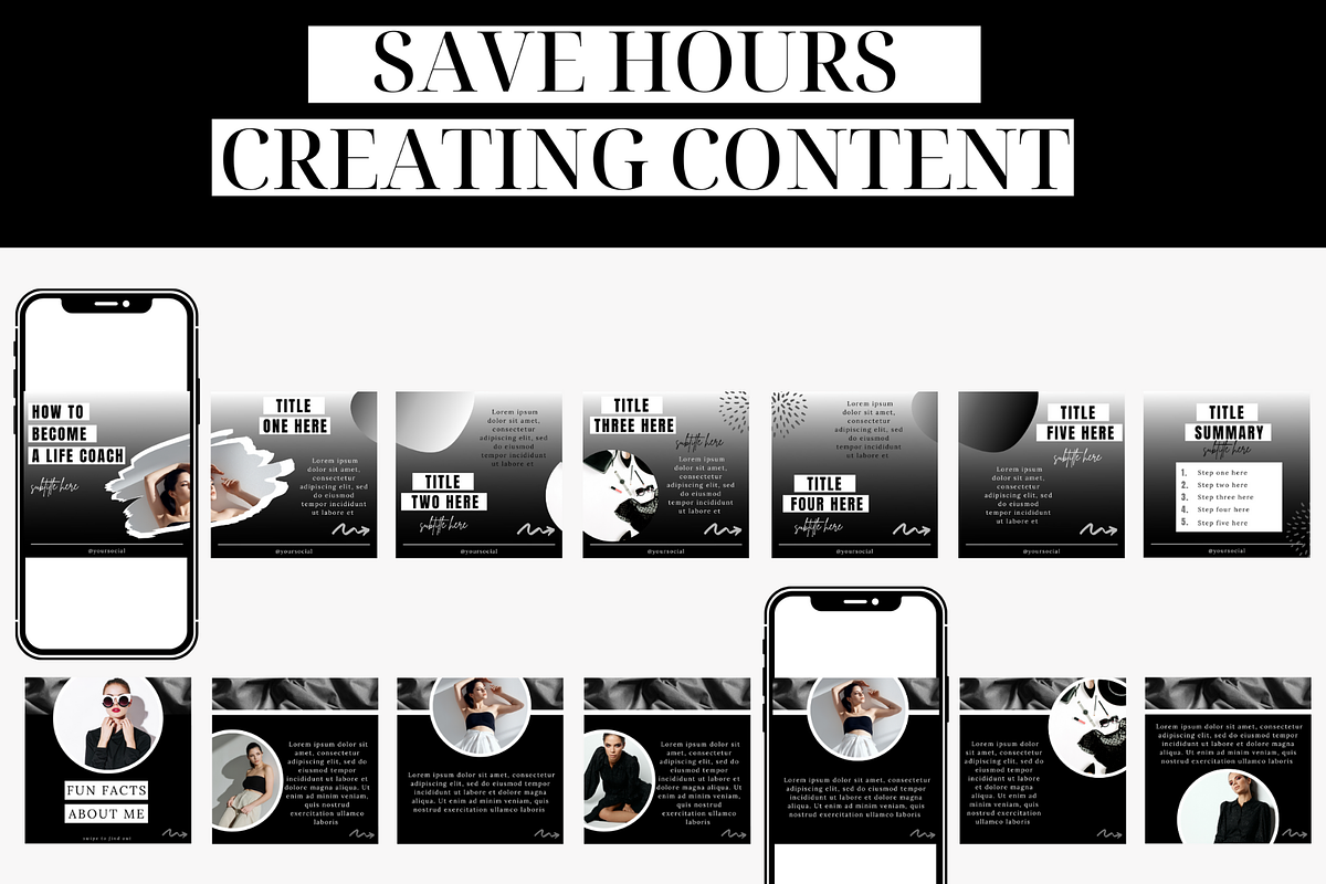 Black and White Instagram Carousels, a Social Media Template by Oh So Social Boutique (Photo 4 of 6)