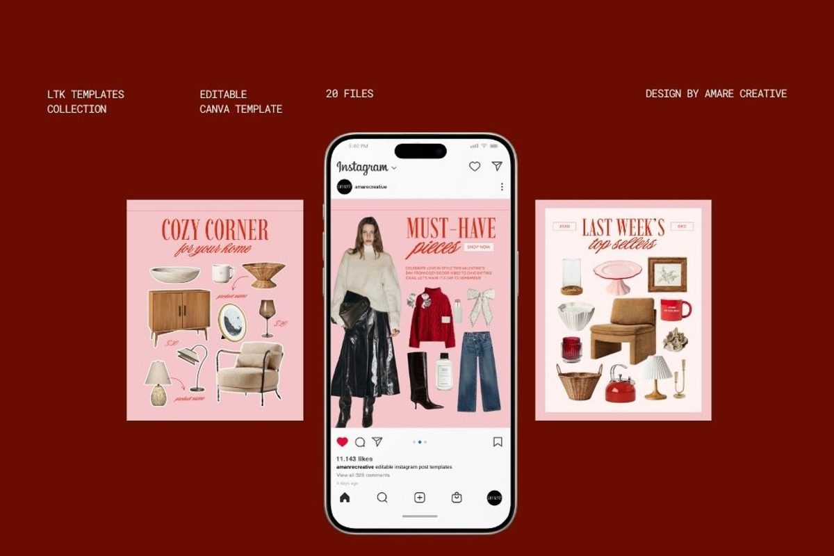 Valentine LTK Instagram Bundle, a Social Media Template by Amaré Creative (Photo 2 of 9)