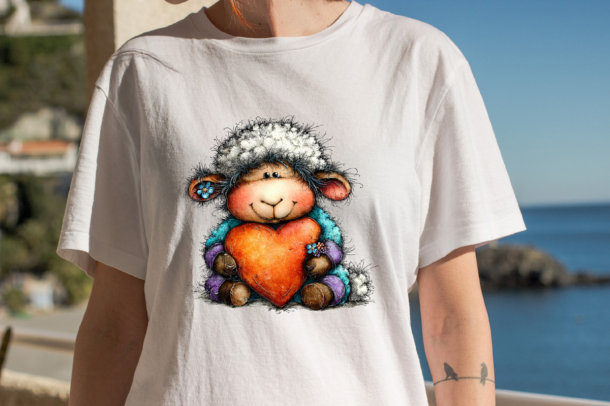 Funny Valentine Sheep Clipart Bundle, an Illustration by SVGArt (Photo 8 of 8)