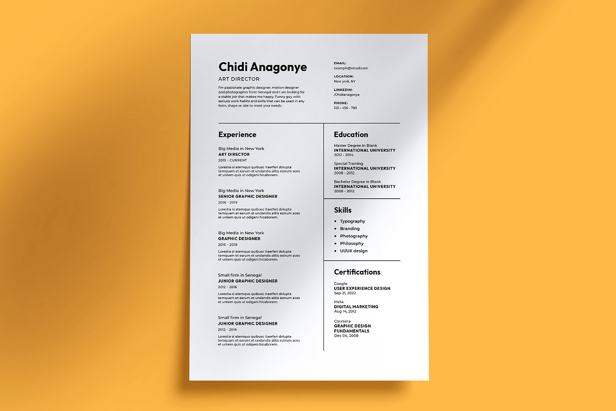 Minimal and Simple Resume template