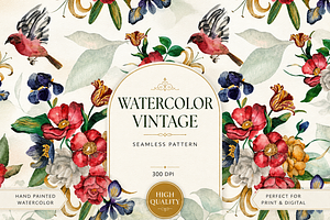 Watercolor Floral Pattern Vintage
