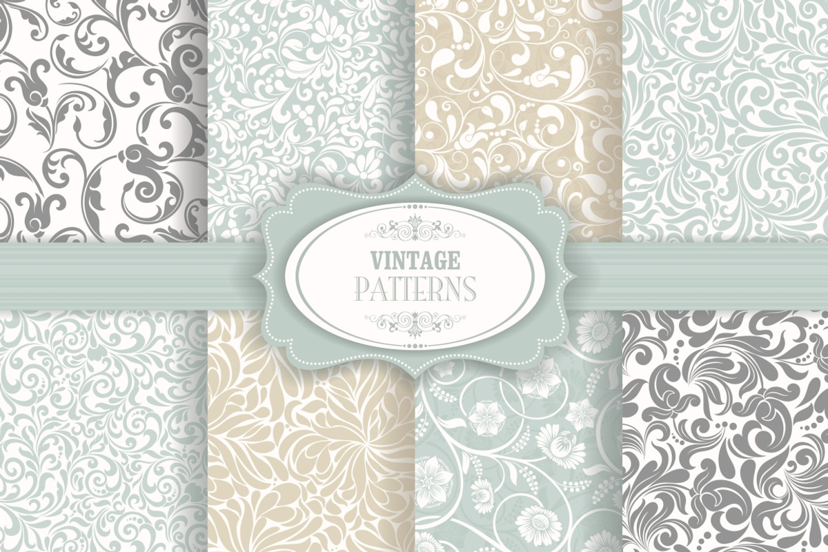 Set of 8 seamless pattern in retro, a Pattern Graphic by NataLito (Photo 1 of 5)