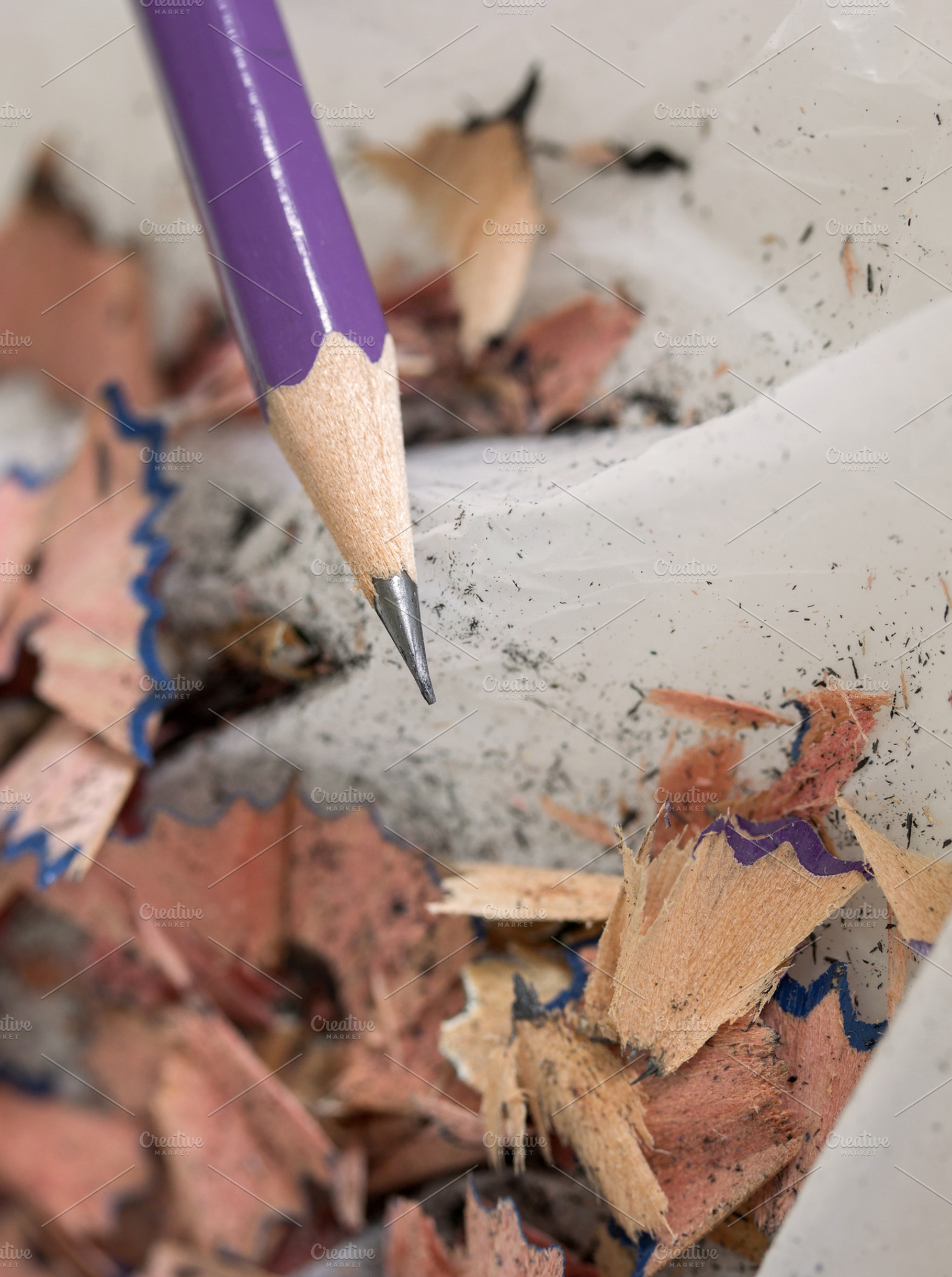 Pencil with sharpening shavings containing pencil, shavings, and stationery, an Arts & Entertainment Photo by aopsan