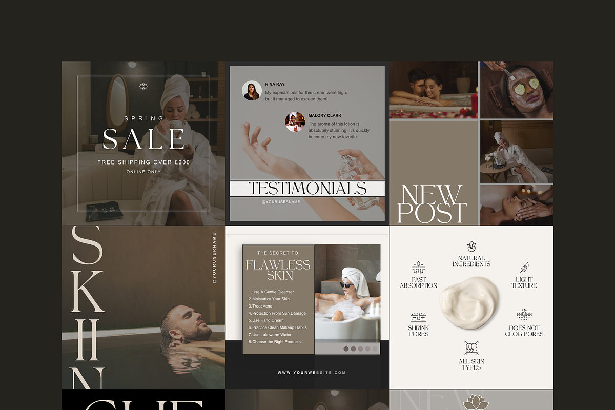 36 Spa Beauty Instagram Templates, a Social Media Template by The Lone Crowd (Photo 3 of 7)