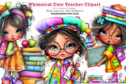 Whimsical Cute Teacher Clipart, a Seasonal Illustration by CreationArt (Thumbnail 1 of 7)