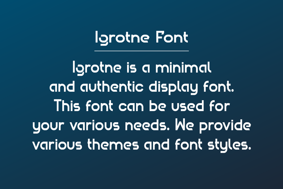 Igrotne - Corporate Logo Font, a Sans Serif Font by Iqsiart Studio (Photo 7 of 11)