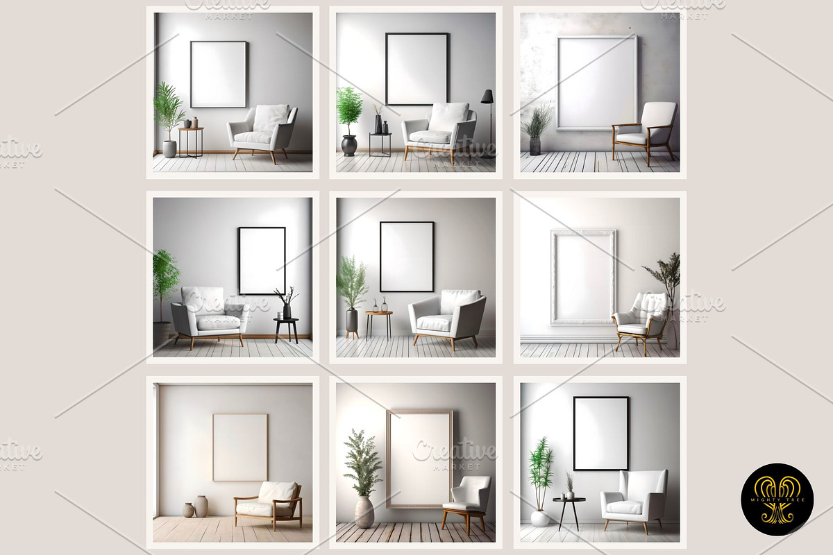 Set with frame mockups 4, a Merchandise Mockup by MightyTreeIE (Photo 2 of 2)