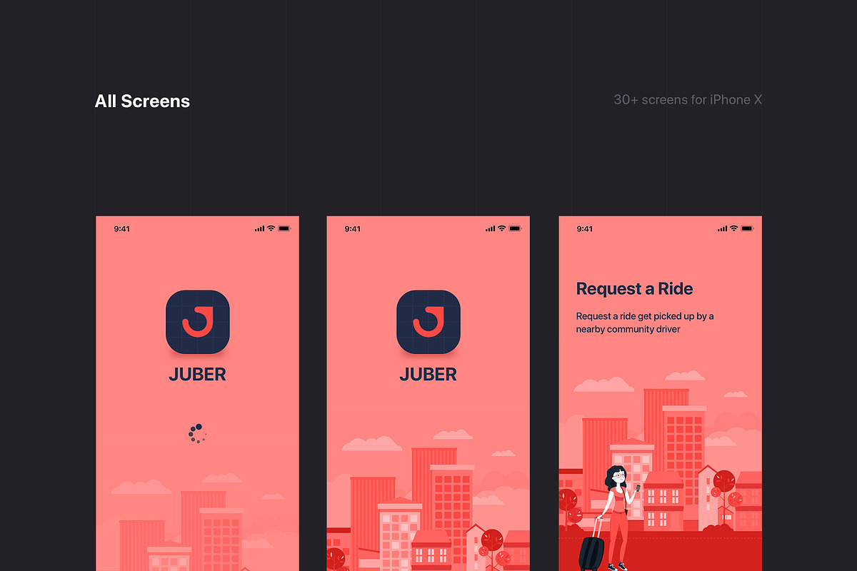JUBER - Car Booking mobile UI Kit, an UI Kit Template by hoangpts