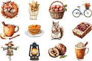 Watercolor Cozy Autumn Clipart, an Illustration by Pixels.Craft (Thumbnail 2 of 5)