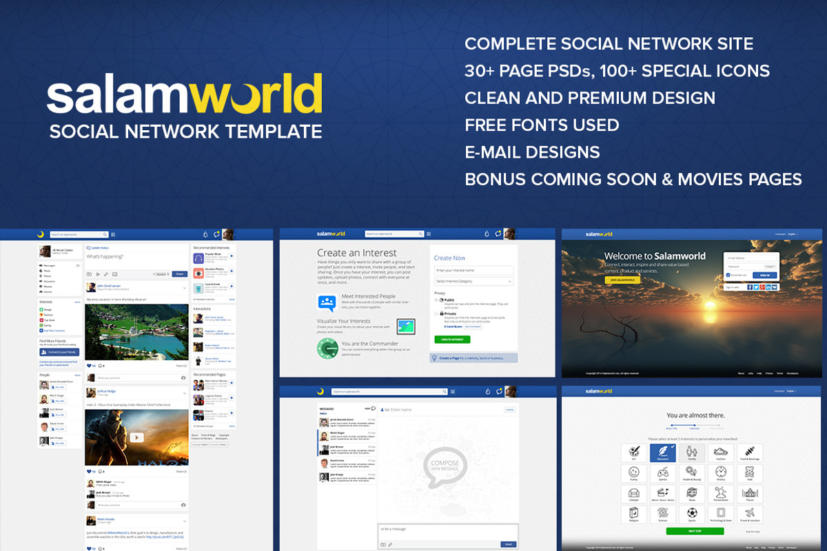 Salam World - Social Network Site, a Websites & App Template by IQSIR (Photo 1 of 15)