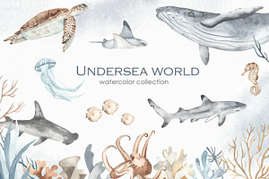 Undersea world Watercolor, an Animal Illustration by Marina Ermakova