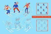Vintage Winter Skiers, a Sport Illustration by Carpet Tapete Pretzel (Thumbnail 2 of 10)