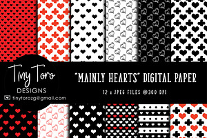 Hearts digital paper pack 