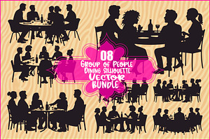 Group Dining Vector Bundle, an Illustration by BIPLOB EXPERT