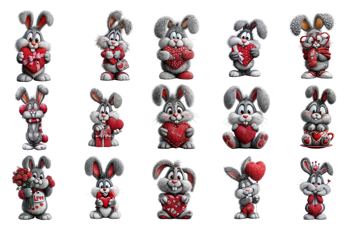 Valentine Rabbit Clipart, an Illustration by DreamArtGraphic (Photo 3 of 4)